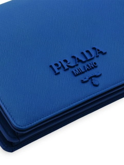 Shop Prada Saffiano Texture Shoulder Bag In Blue