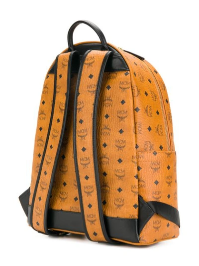 Shop Mcm Stark Backpack With Studded Logo - Brown
