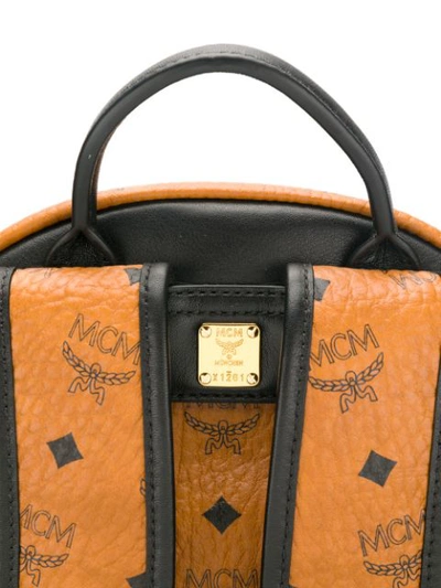 Shop Mcm Stark Backpack With Studded Logo - Brown