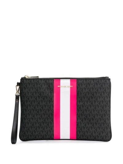 Shop Michael Michael Kors Neon Stripe Clutch Bag In Black