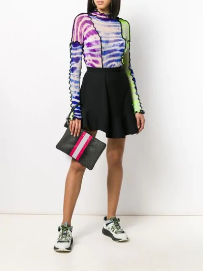 Shop Michael Michael Kors Neon Stripe Clutch Bag In Black
