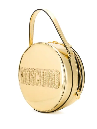 Shop Moschino Round Teddy Bear Bag In 1606 Gold