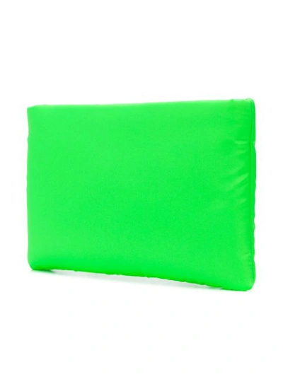 Shop Prada Padded Nylon Clutch Bag In Green