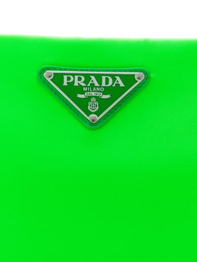 Shop Prada Padded Nylon Clutch Bag In Green