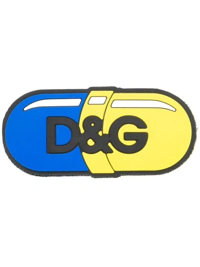 Shop Dolce & Gabbana Pill Shaped Logo Patch In Blue