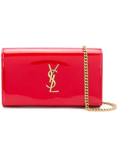 Shop Saint Laurent Monogram Kate Clutch In 6805 -rouge Eros/rou Eros