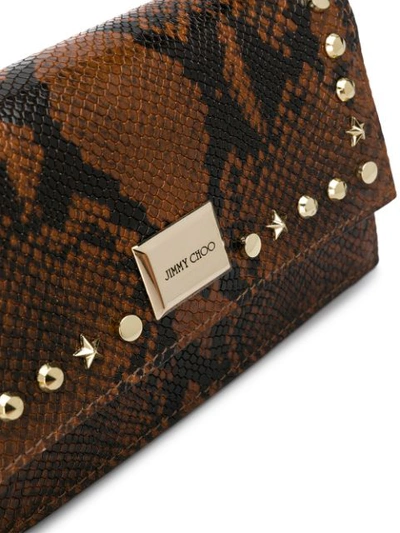Shop Jimmy Choo Leni Snake Print Bag In Brown