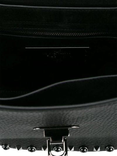 Shop Valentino Black Leather Rockstud Messenger Bag