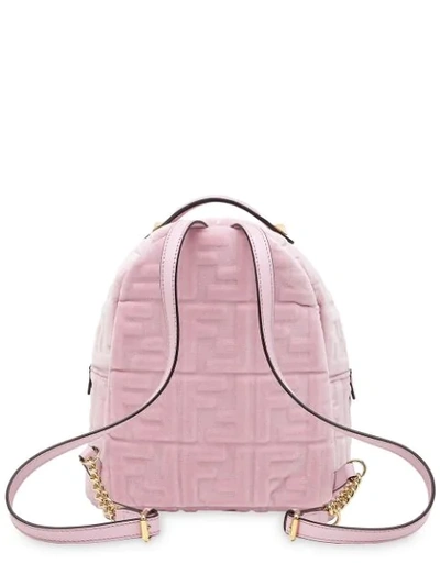 Shop Fendi Mini Ff Velvet Backpack In Pink
