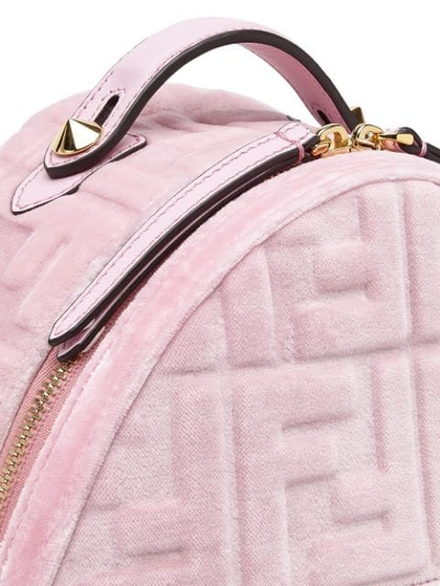 Shop Fendi Mini Ff Velvet Backpack In Pink