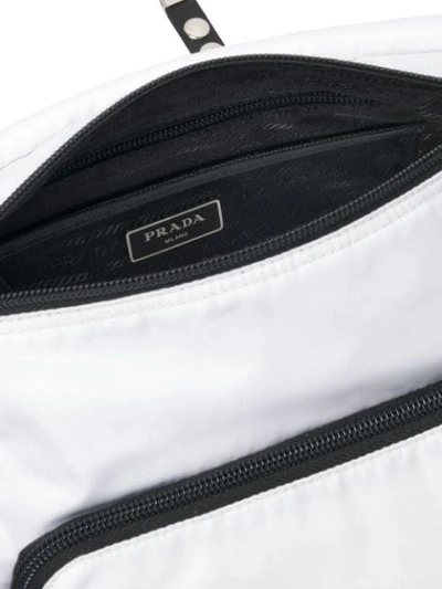 Shop Prada Studded Buckle Shoulder Bag In White