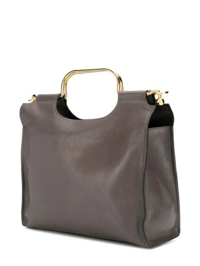 Shop Marni Gold-tone Detail Tote  In Brown