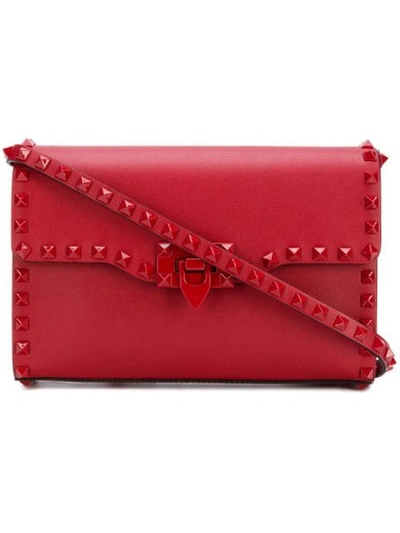 Shop Valentino Small  Garavani Rockstud Crossbody Bag - Red