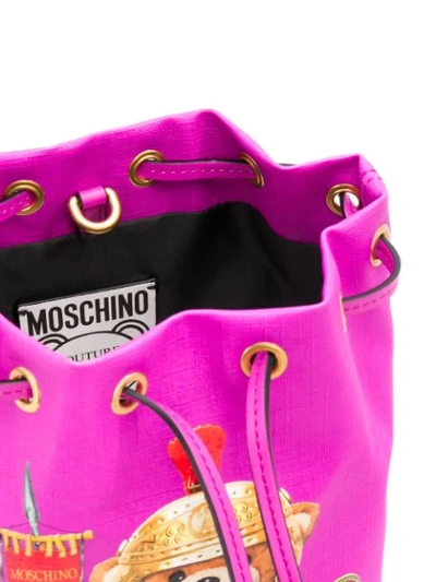 Shop Moschino Logo Teddybear Bucket Bag In Pink