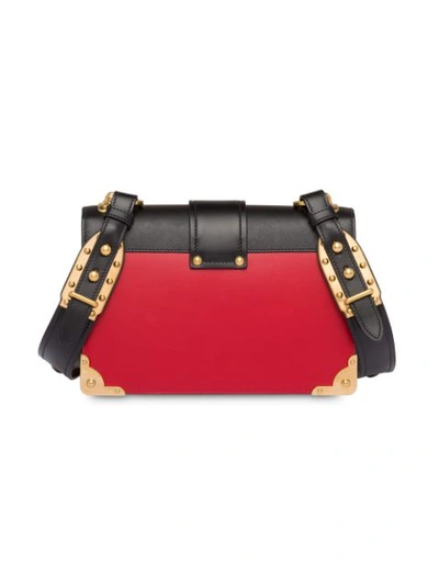 Shop Prada Cahier Large Leather Bag In Red