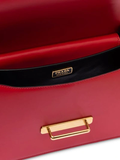 Shop Prada Cahier Large Leather Bag In Red