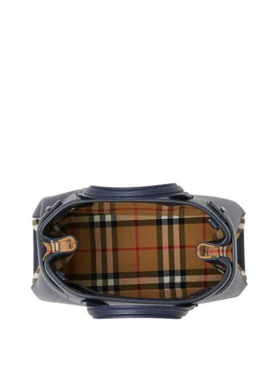 Shop Burberry The Small Banner In Leather And Vintage Check In Blue