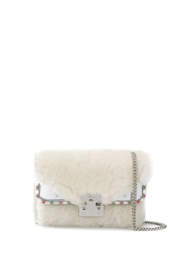 Shop Fendi Bag Bugs Goat-fur Shoulder Bag In White