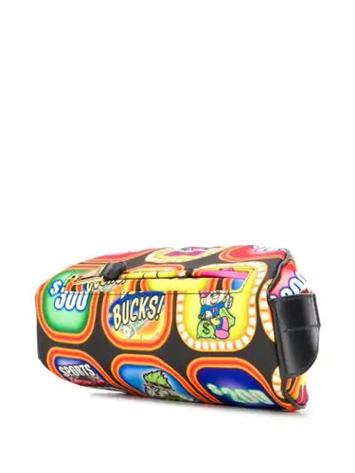 Shop Moschino Printed Leather Belt Bag In Black