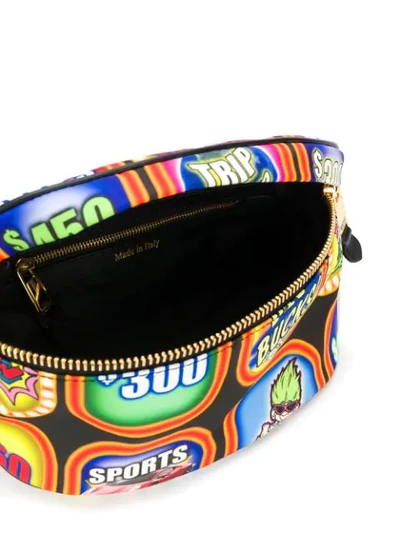 Shop Moschino Printed Leather Belt Bag In Black
