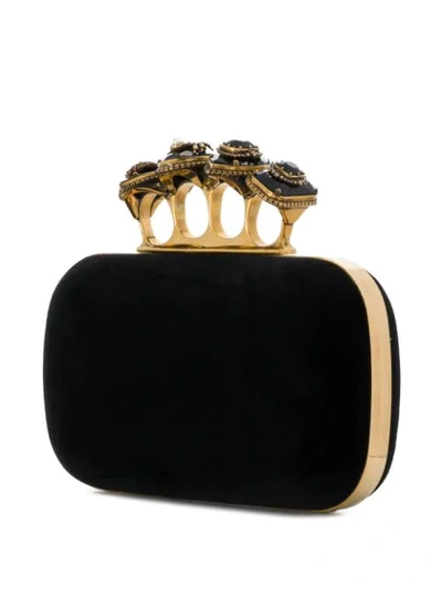 Shop Alexander Mcqueen Spider Jewelled Four Ring Box Clutch In Black