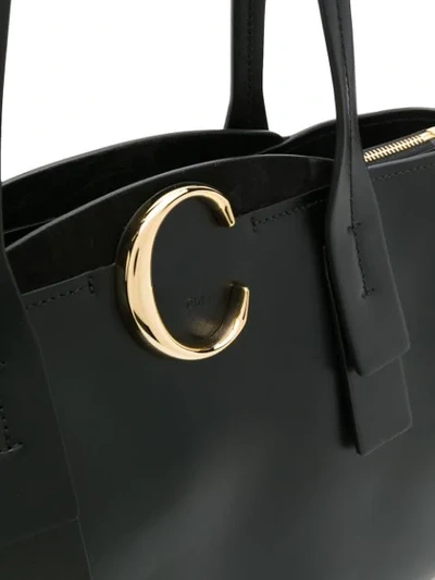 Shop Chloé C Logo Tote Bag In Black