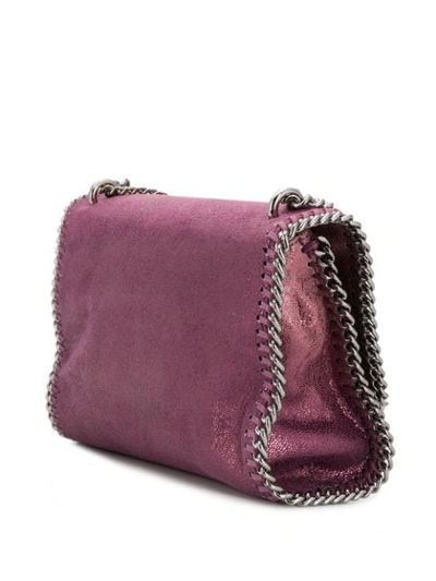 Shop Stella Mccartney Falabella Metallic Shoulder Bag In Purple