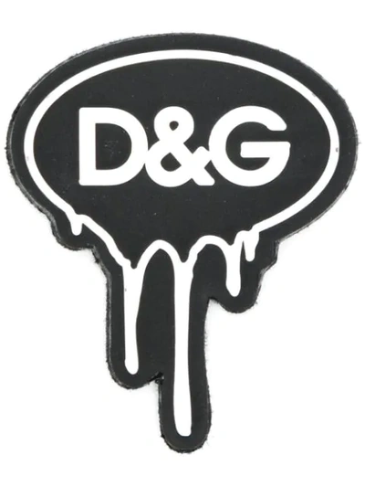 Shop Dolce & Gabbana Dripping Logo Patch In Black