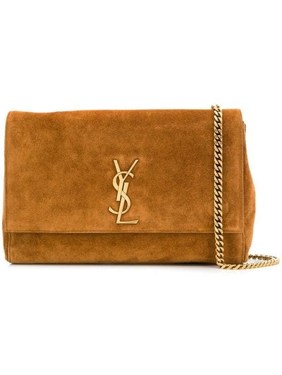 Shop Saint Laurent Medium Kate Bag In Brown