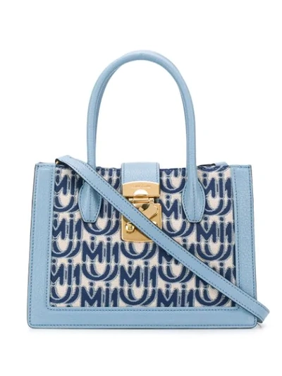 Shop Miu Miu Monogram Bag In F0zhw Corda Blu