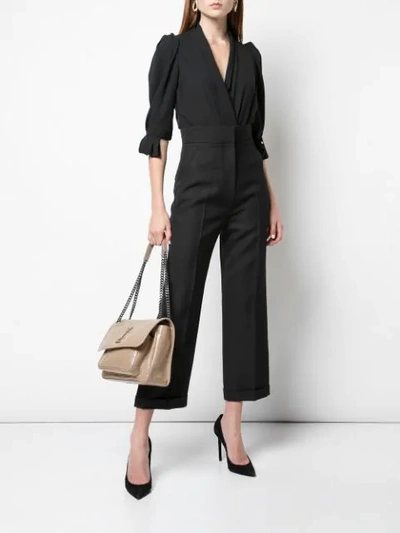 Shop Saint Laurent Medium Niki Crinkled Shoulder Bag In Grey