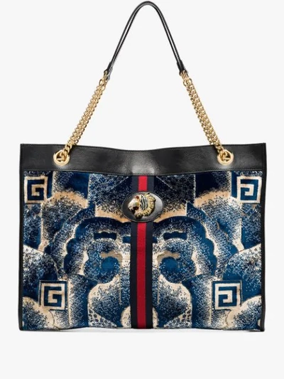 Shop Gucci Rajah Cloud-print Tote In  Blue: