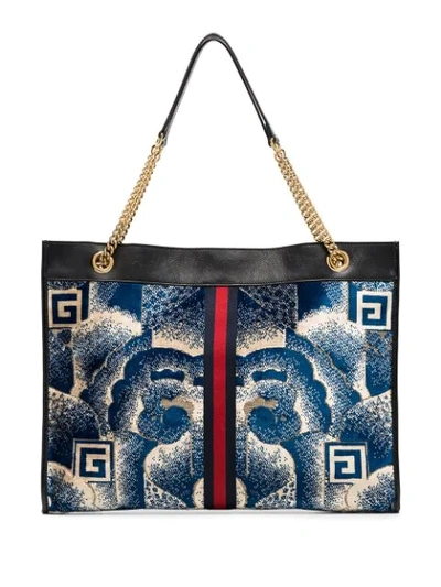 Shop Gucci Rajah Cloud-print Tote In  Blue: