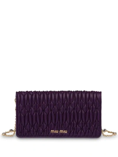 Shop Miu Miu Matelassé Embellished Crossbody Bag In Purple