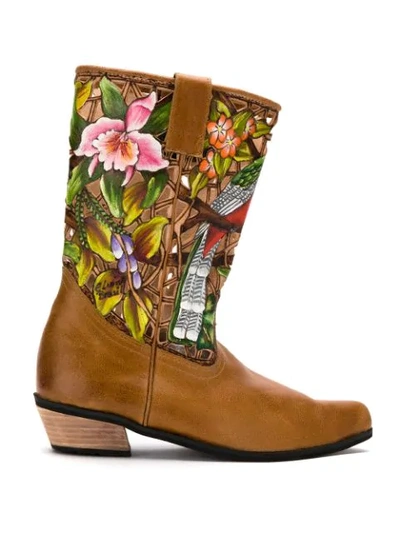 Shop Amapô Araras Leather Boots In Brown