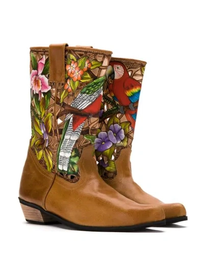 Shop Amapô Araras Leather Boots In Brown