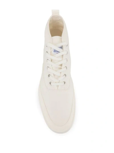 Shop Maison Kitsuné Logo Print Lace-up Sneakers In White