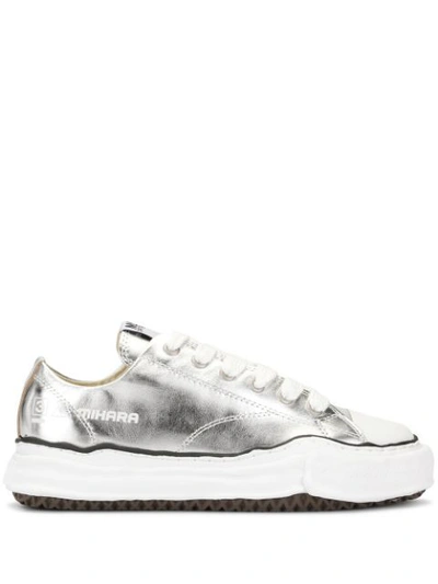Shop Miharayasuhiro Metallic Style Sneakers In Silver