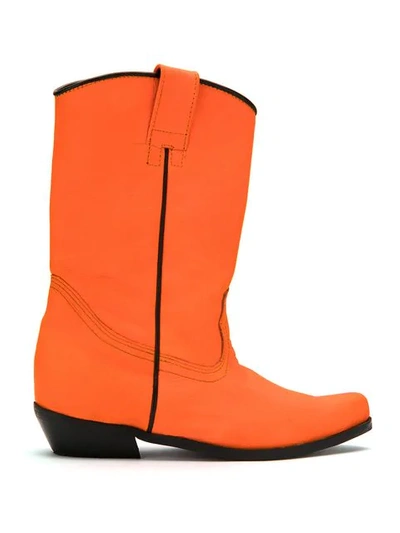 Shop Amapô Leather Boots - Orange