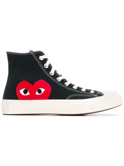 Shop Comme Des Garçons Play Heart Lace-up Sneakers In Black