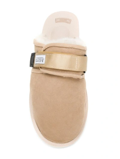 Shop Suicoke Adjustable Strap Slippers In Brown