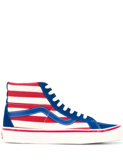 Shop Vans Ankle Striped Sneakers In Blue