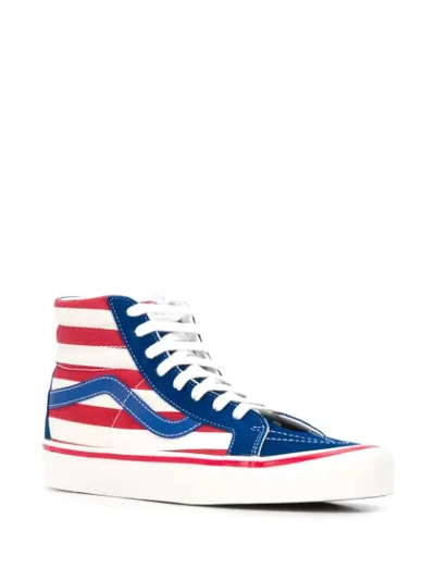 Shop Vans Ankle Striped Sneakers In Blue