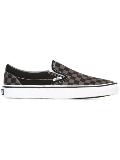 Shop Vans Checked Slippers In Grey