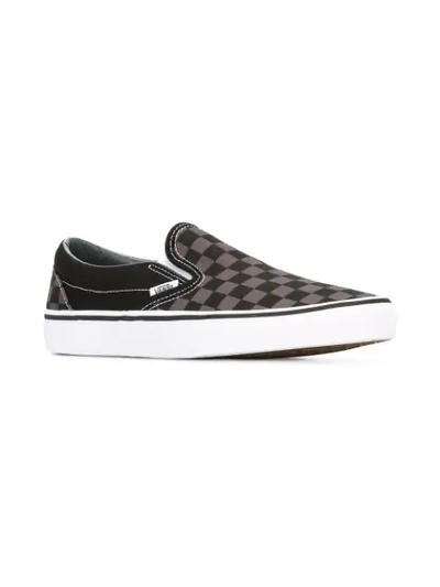 Shop Vans Checked Slippers In Grey