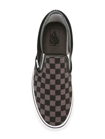 Shop Vans Checked Slippers In Grey