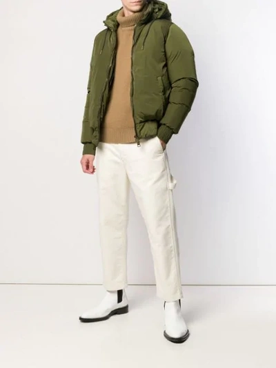Shop Ami Alexandre Mattiussi Hooded Down Jacket In Green