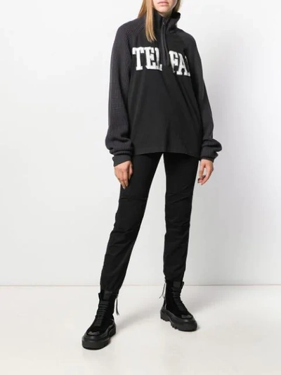 Shop Telfar Zip-up Logo Sweatshirt In Black