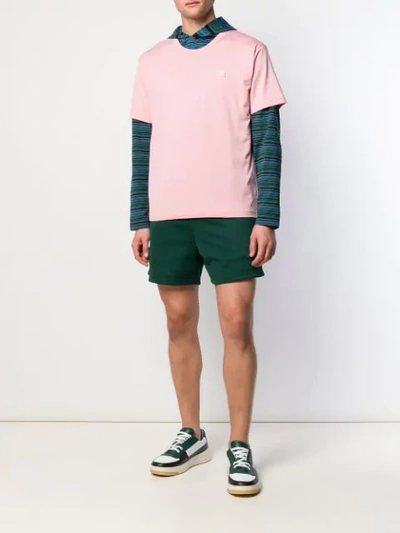 Shop Acne Studios Nash Face Crew Neck T-shirt In Pink