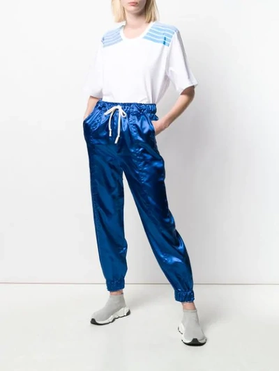 Shop Dima Leu Metallic Track Trousers In Blue
